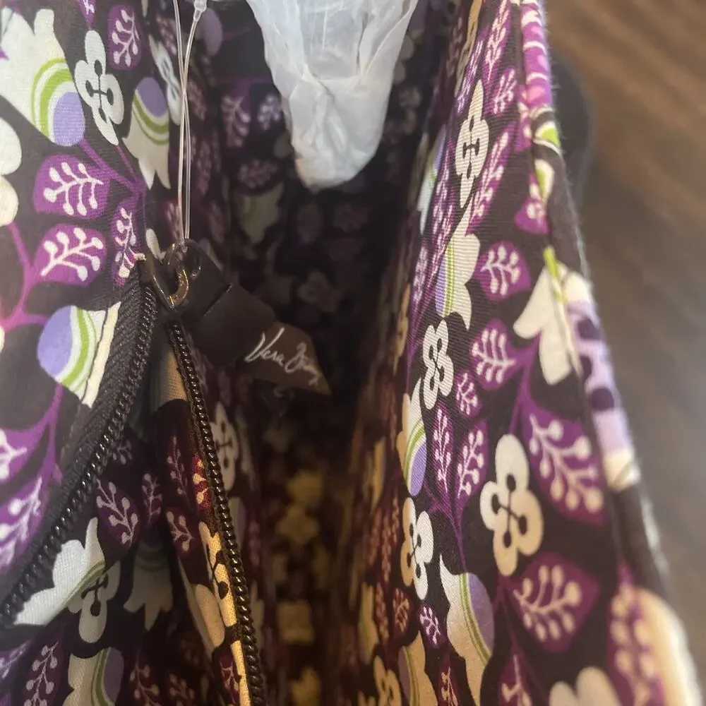 Vera Bradley Quilted Floral Structured Laptop Attache Bag Plum Petal 14x11x4 NWT
